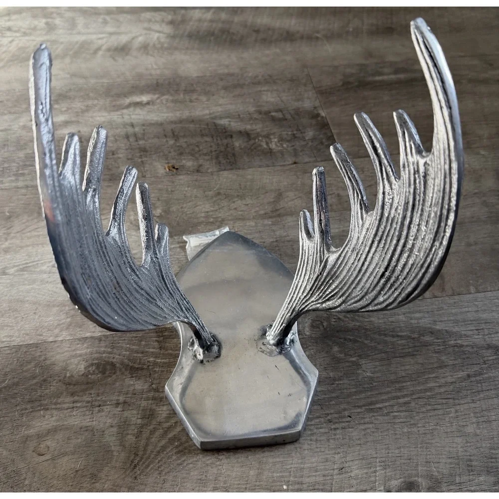 Moose Antlers Cast Aluminum Wall Mount Metal Plaque Decor Cabin